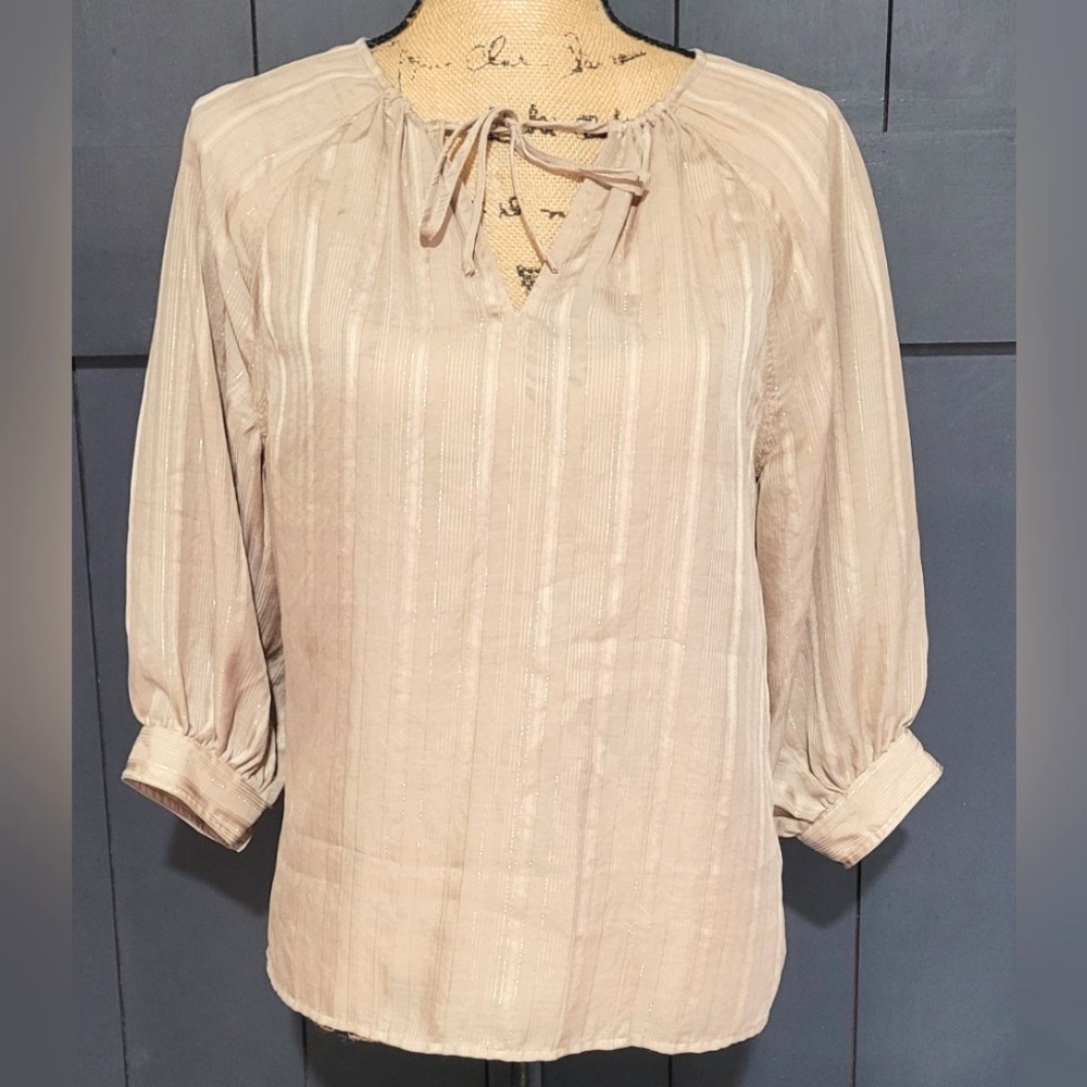 ♦️Ann Taylor Loft Bubble Sleeves ,V-neck Top♦️